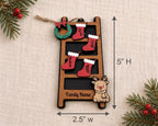 Personalized Family Christmas Ornament, Wooden Stocking Ladder with Names and Year