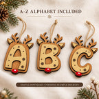 Reindeer Alphabet Ornament SVG Bundle A-Z, Christmas Laser Cut Files