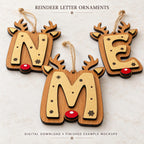 Reindeer Alphabet Ornament SVG Bundle A-Z, Christmas Laser Cut Files