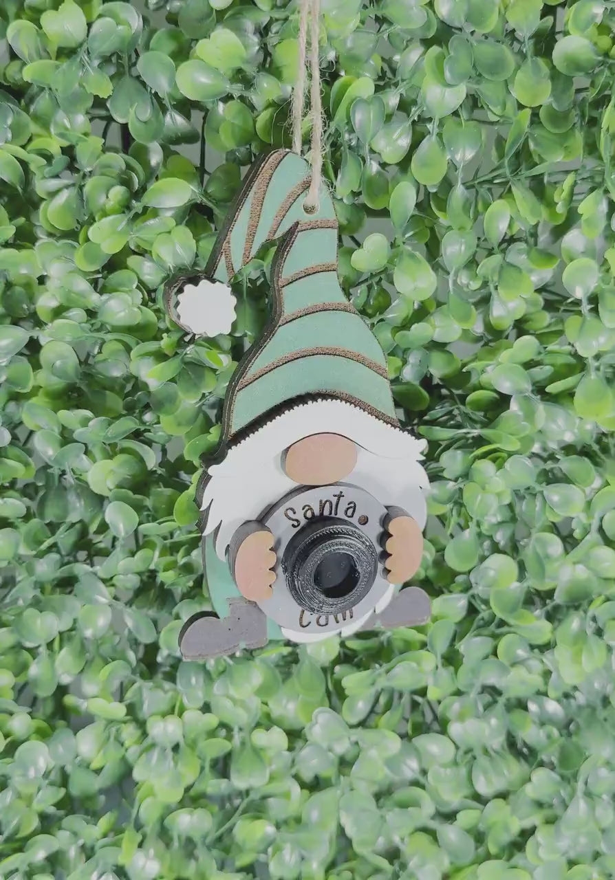 Santa Cam Gnome Christmas Ornament: Fun Holiday Tree Decoration