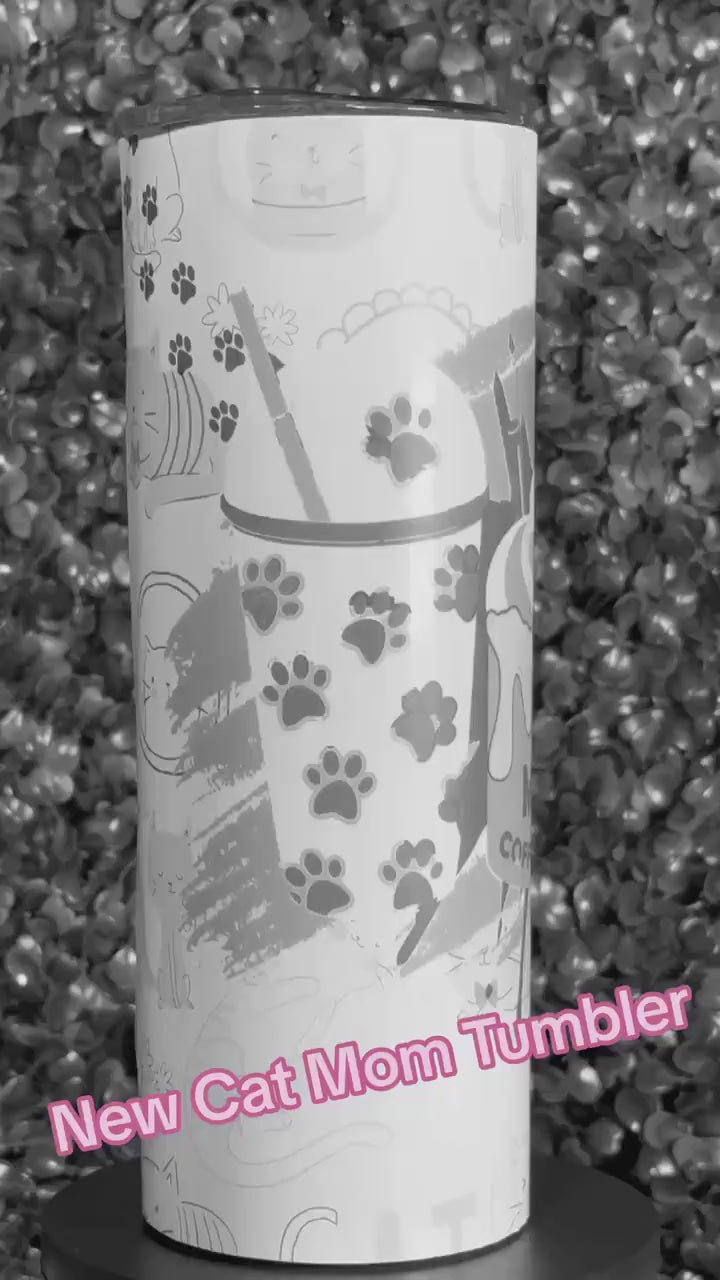 Personalized Cat Mom Coffee Mom Tumbler 20oz Skinny Tumbler