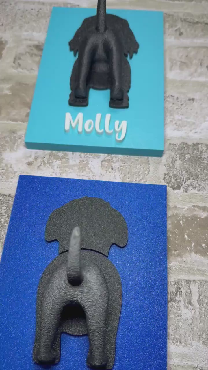 Personalized Dog Leash Holder Wall Hook With Custom Pet Name Funny Puppy Tail Hanger For Dog Lovers Cute Colorful Dog leash holder for wall
