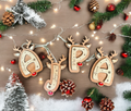 Personalized Reindeer letter ornaments stocking tags
