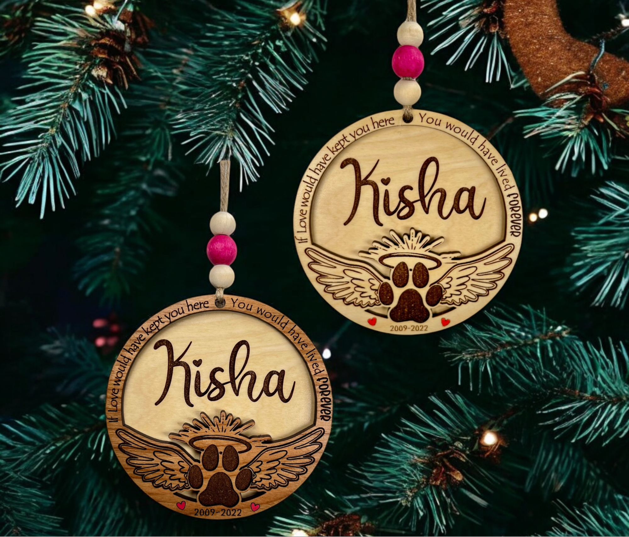Personalized Pet Memorial Ornament, Paw Wings, Dog Cat Loss Gift